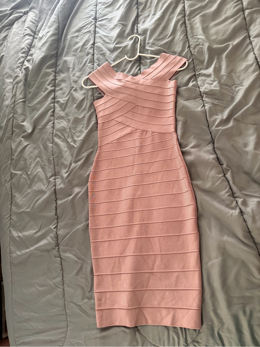 One-Shoulder Blush Pink Bandage Sheath Dress
